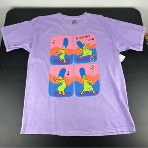 The Simpsons Lavender Graphic T-Shirt Marge Krumping Size Large Short Sleeve